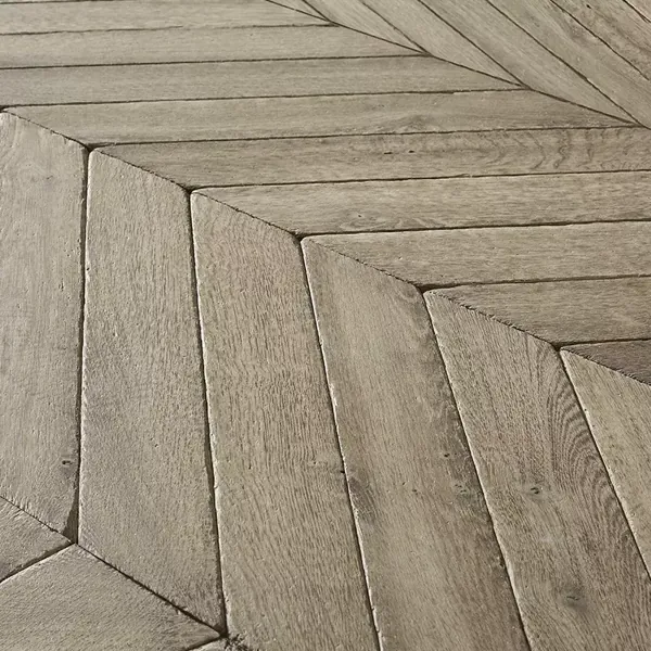 Close-up of rustic grey chevron wood planks